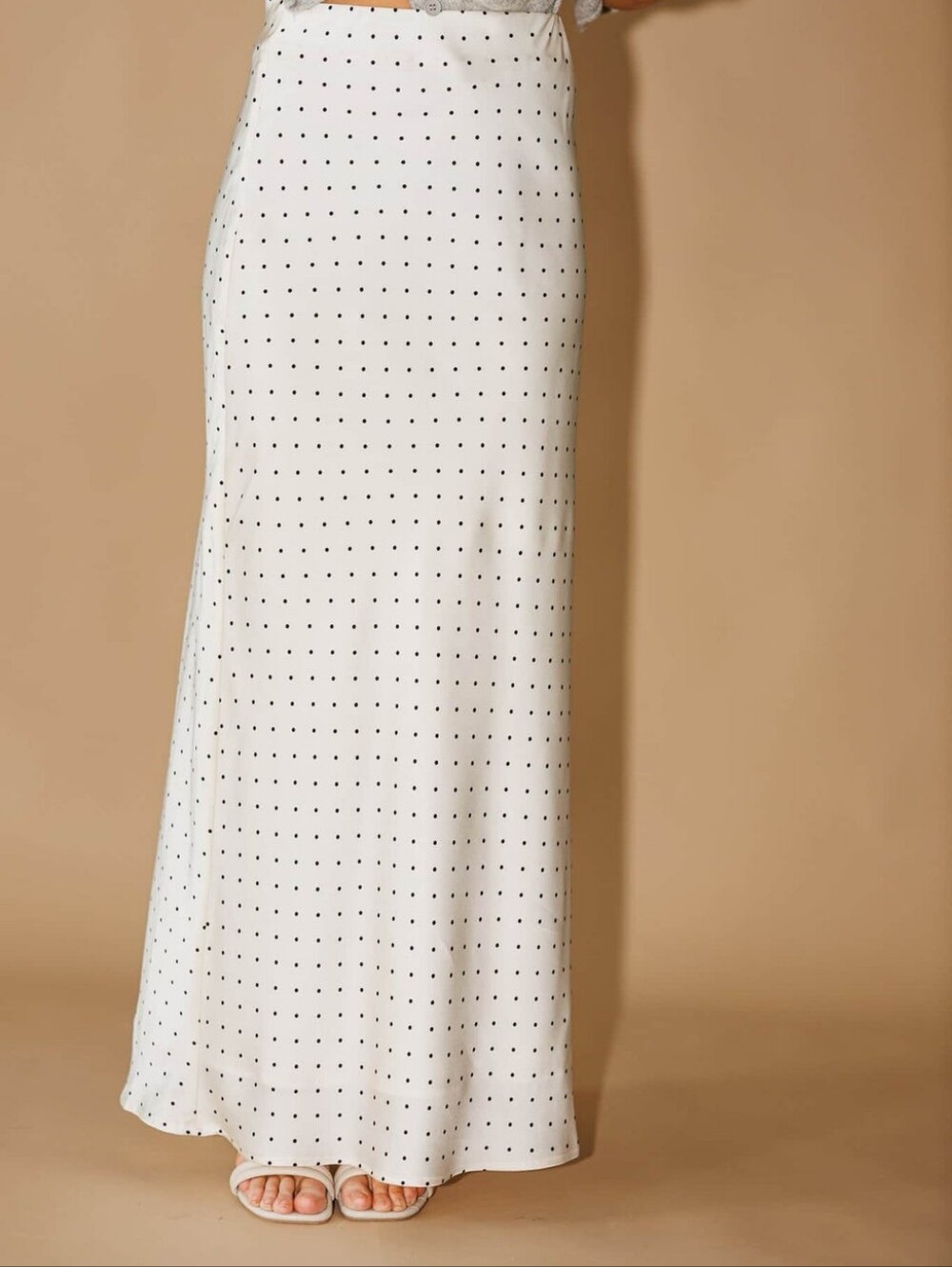 Polka Dot Maxi Skirt - White with Black Dots